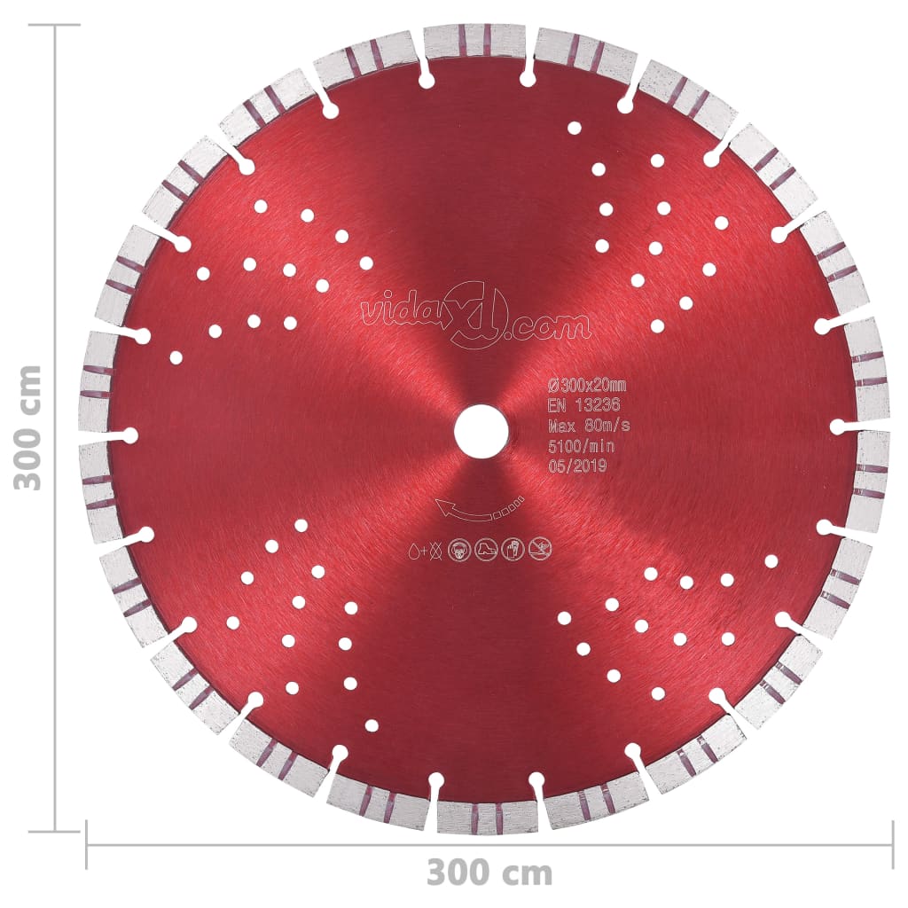 vidaXL Diamant-Trennscheibe mit Turbo und Löchern Stahl 300 mm