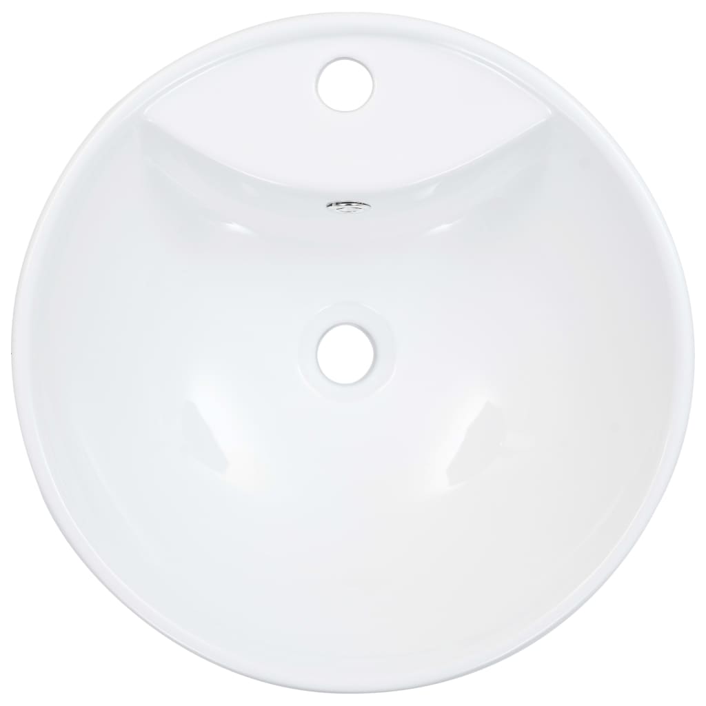 vidaXL Waschbecken mit Überlauf 46,5 x 18 cm Keramik Weiß