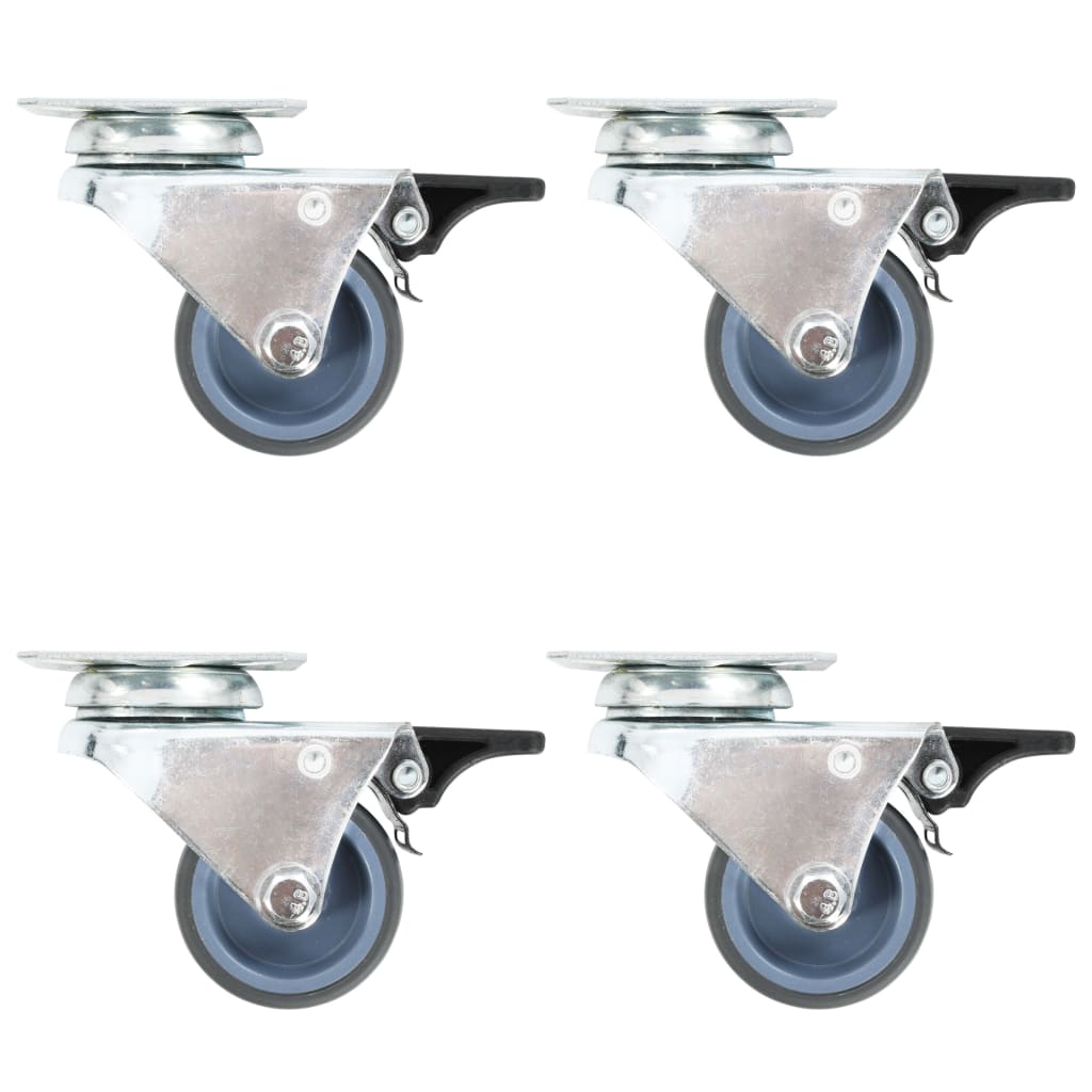 vidaXL Lenkrollen mit Zwillingsrad und Doppelbremsen 4 Stk. 50 mm