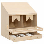 vidaXL Legenest für Hühner 2 Fächer 63x40x65 cm Massivholz Kiefer