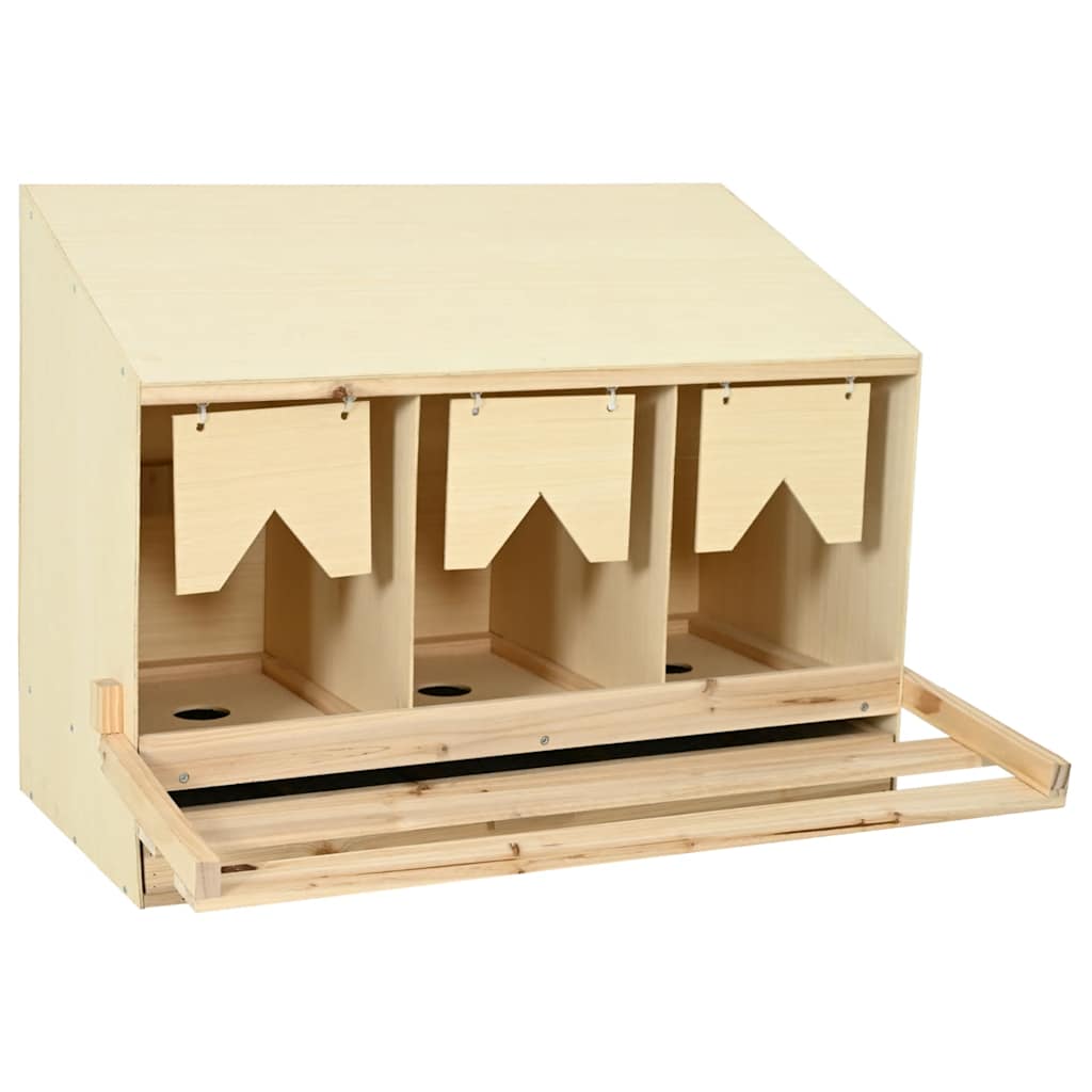 vidaXL Legenest für Hühner 3 Fächer 93x40x65 cm Massivholz Kiefer