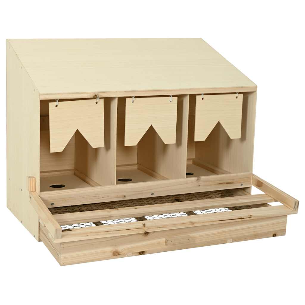 vidaXL Legenest für Hühner 3 Fächer 93x40x65 cm Massivholz Kiefer