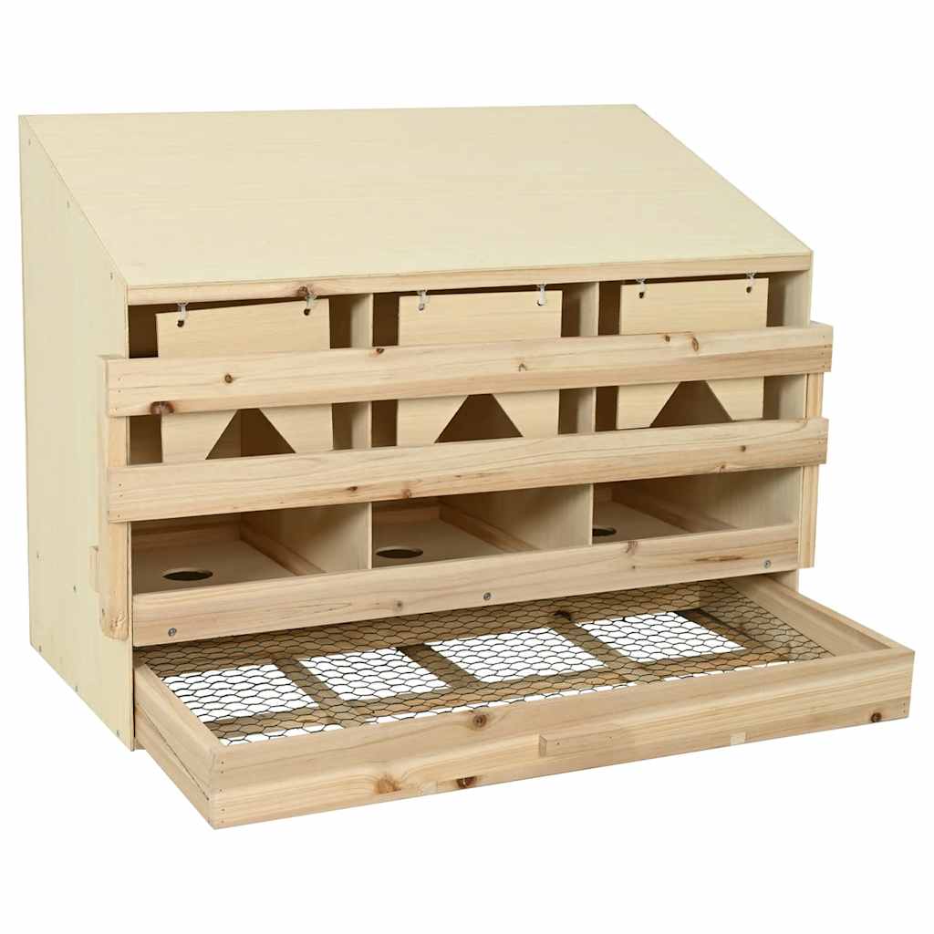 vidaXL Legenest für Hühner 3 Fächer 93x40x65 cm Massivholz Kiefer