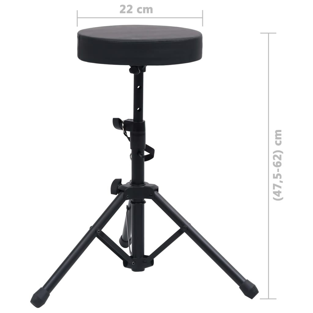 vidaXL Verstellbarer Drumhocker Schwarz Rund