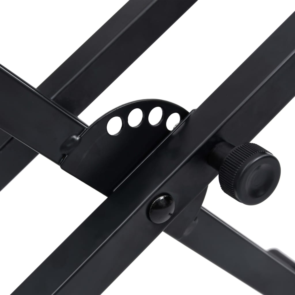 vidaXL Keyboardständer Doppelstrebig X-Rahmen Schwarz