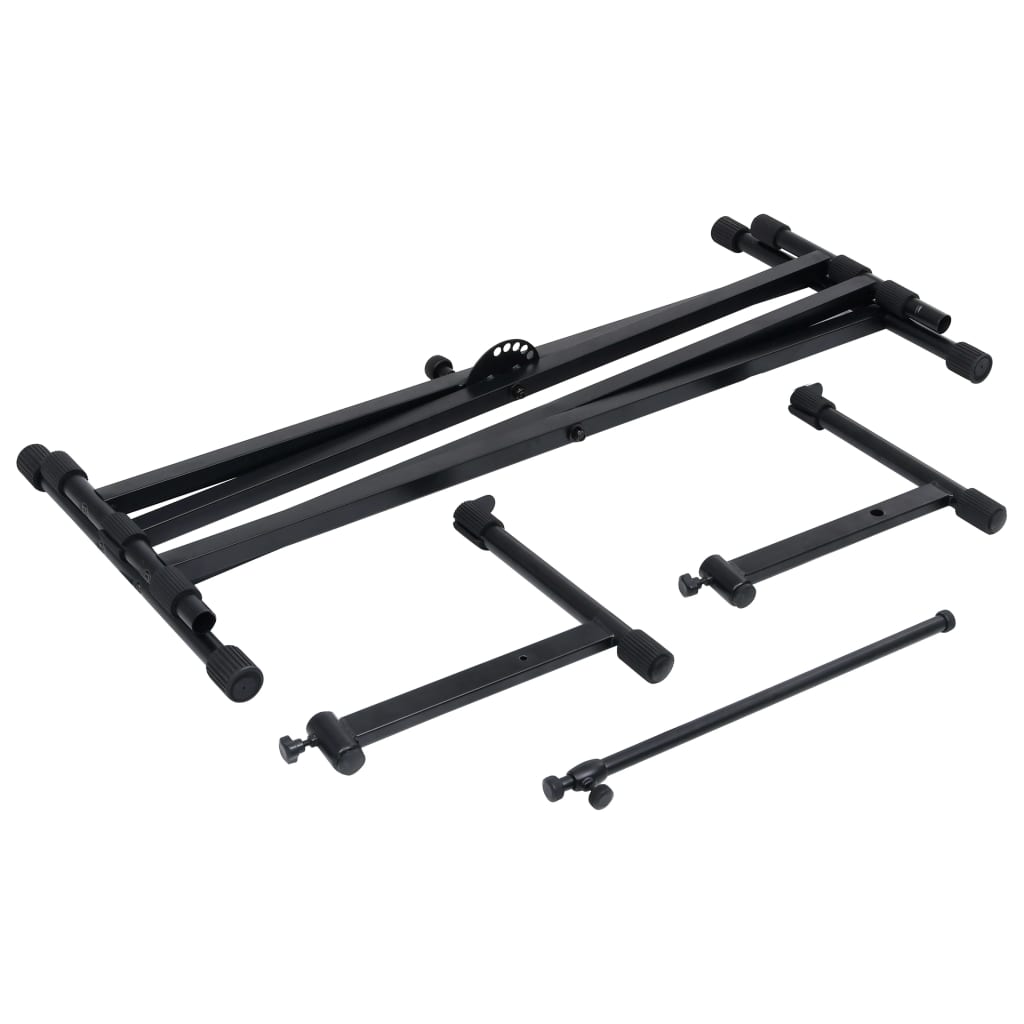 vidaXL Keyboardständer Doppelstrebig X-Rahmen Schwarz