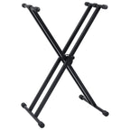 vidaXL Doppelstrebiger Keyboard-Ständer und Hocker Set Schwarz