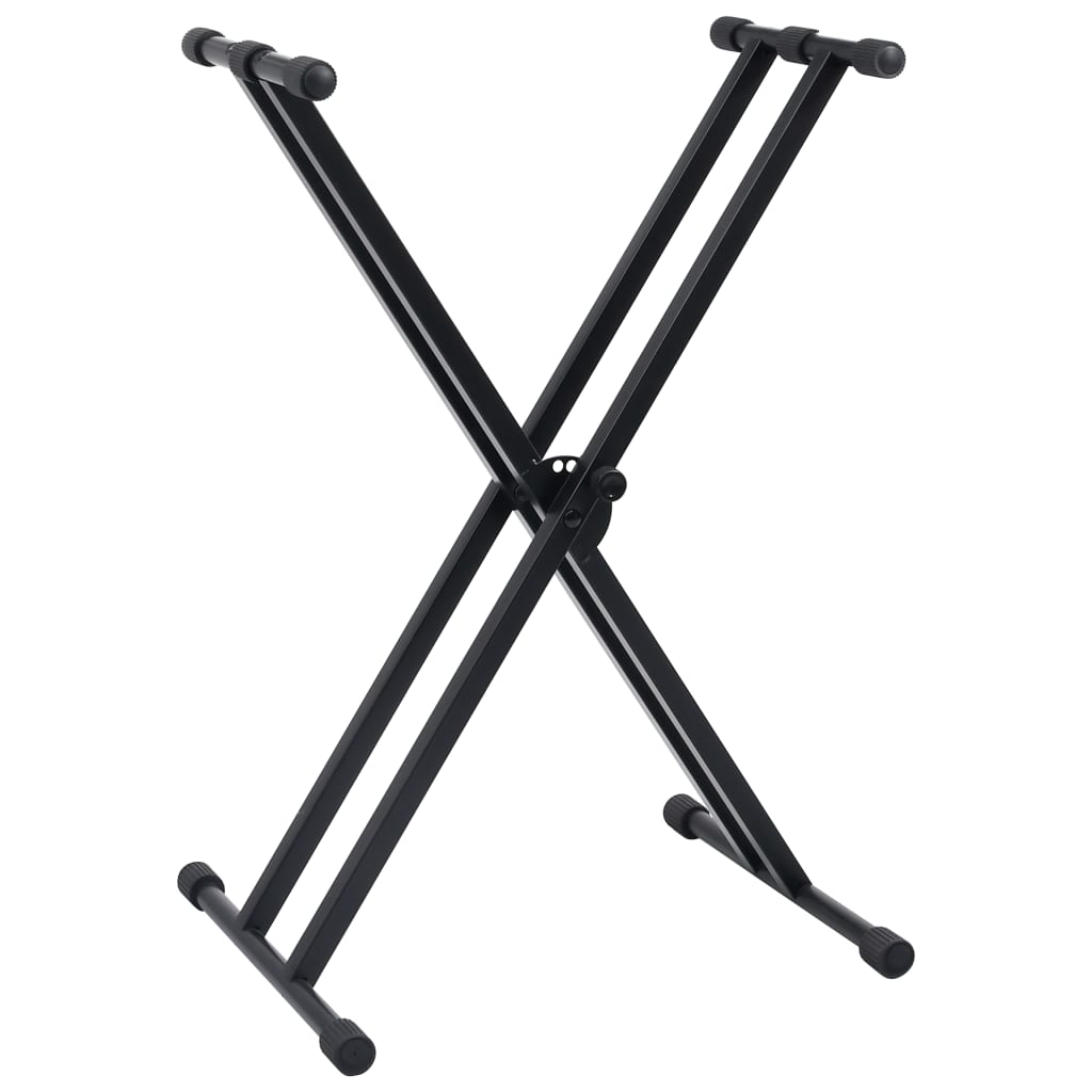 vidaXL Doppelstrebiger Keyboard-Ständer und Hocker Set Schwarz