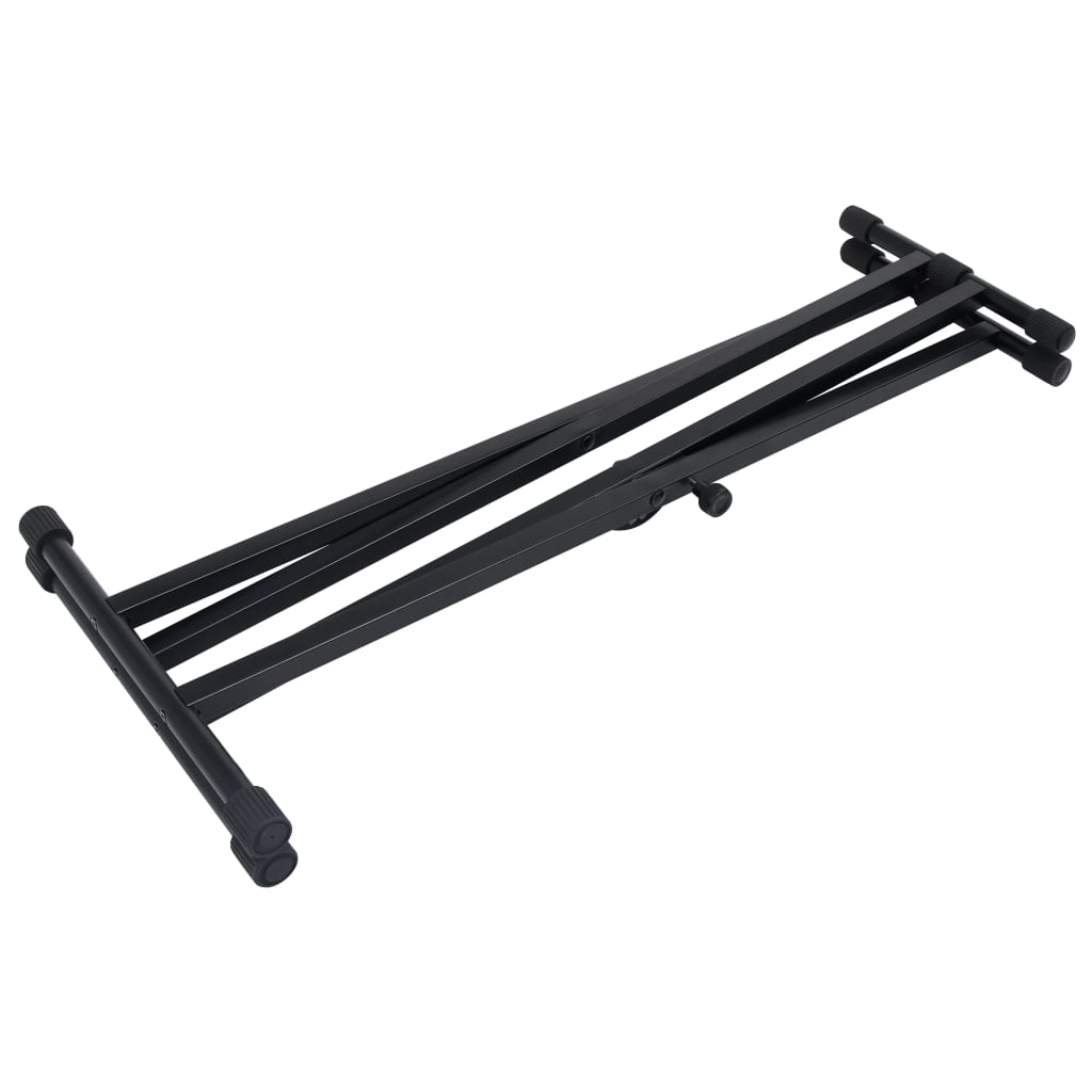 vidaXL Doppelstrebiger Keyboard-Ständer und Hocker Set Schwarz