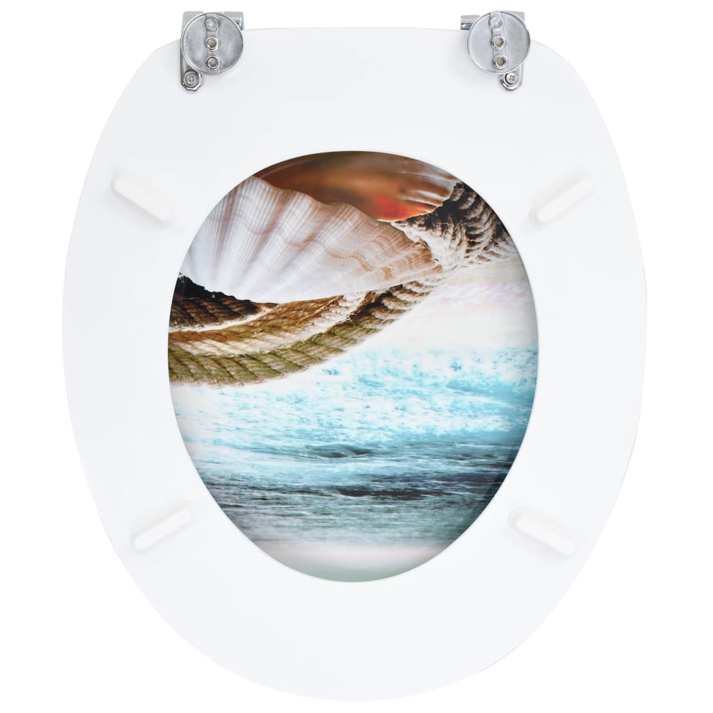 vidaXL Toilettensitz mit Deckel MDF Muschel-Design