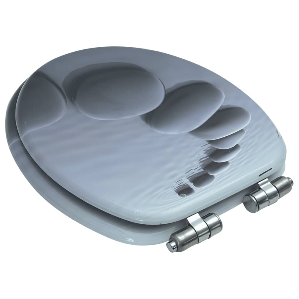 vidaXL Toilettensitz mit Soft-Close-Deckel MDF Stein-Design
