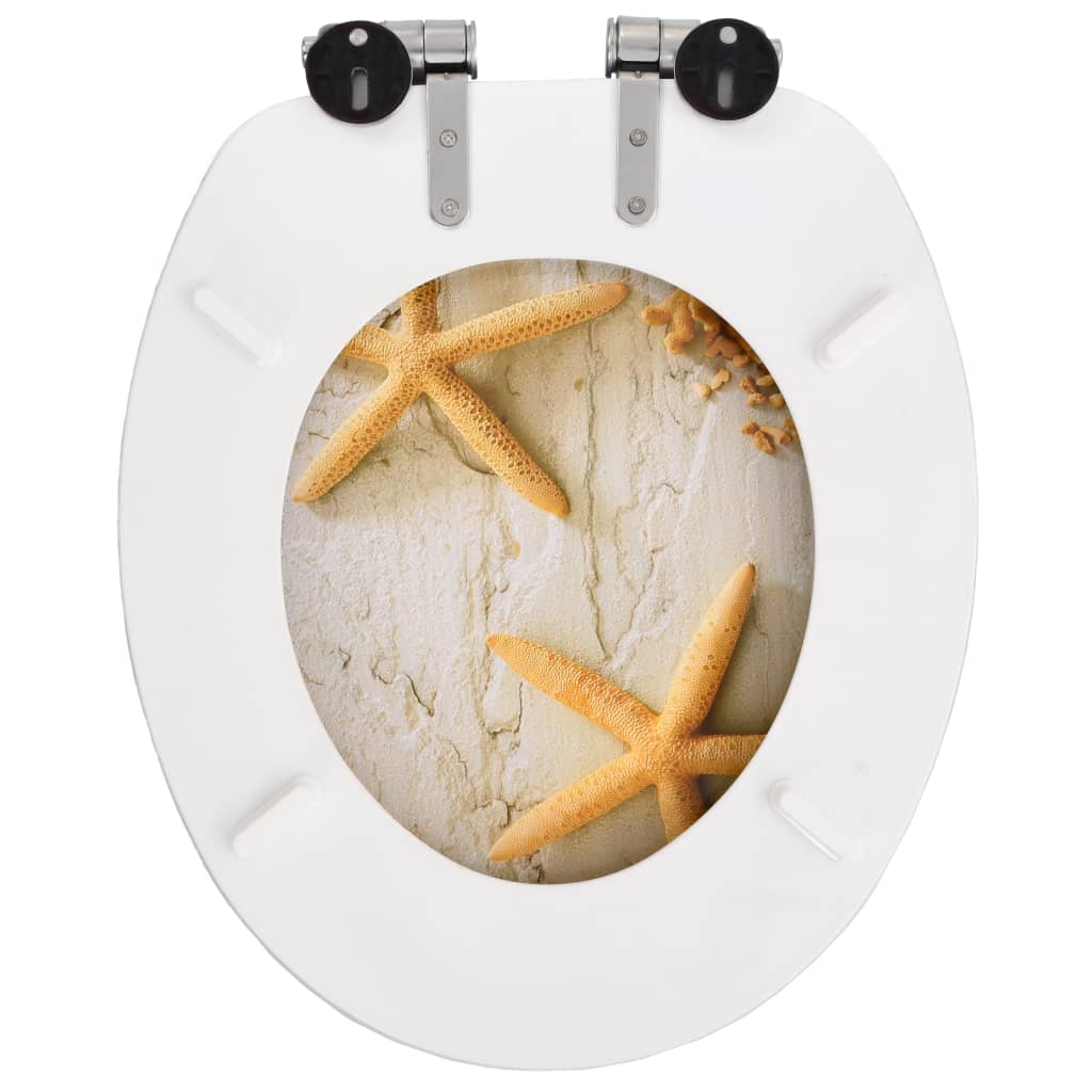vidaXL Toilettensitz mit Soft-Close-Deckel MDF Seestern-Design