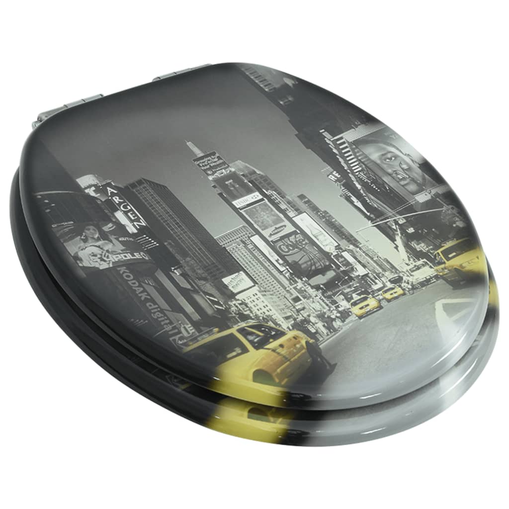 vidaXL Toilettensitz mit Soft-Close-Deckel MDF New York Design