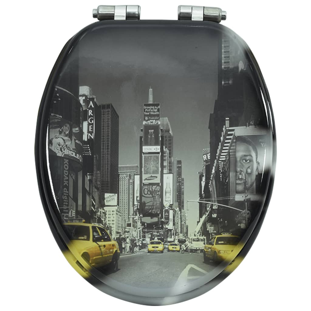 vidaXL Toilettensitz mit Soft-Close-Deckel MDF New York Design