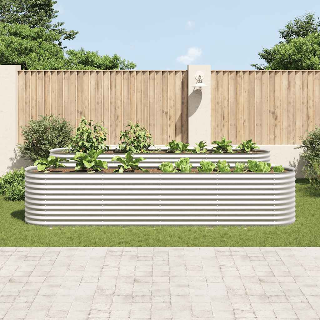 vidaXL Garten-Hochbeet 400 x 80 x 81 cm Verzinkter Stahl Silbern