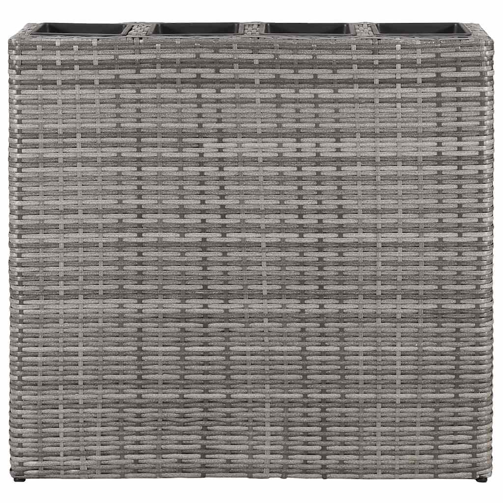 vidaXL Garten-Hochbeet mit 4 Töpfen Poly Rattan Grau