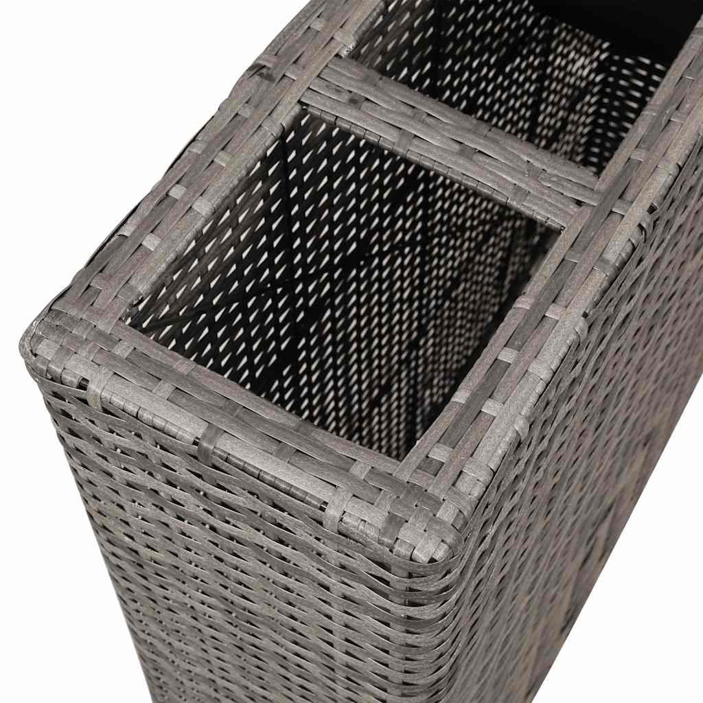 vidaXL Garten-Hochbeet mit 4 Töpfen Poly Rattan Grau