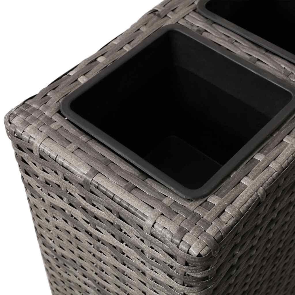 vidaXL Garten-Hochbeet mit 4 Töpfen Poly Rattan Grau