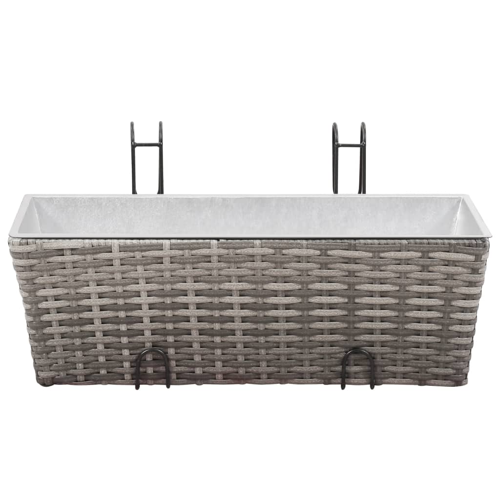 vidaXL Balkon-Hochbeet 2 Stk. 50 cm Grau Poly Rattan