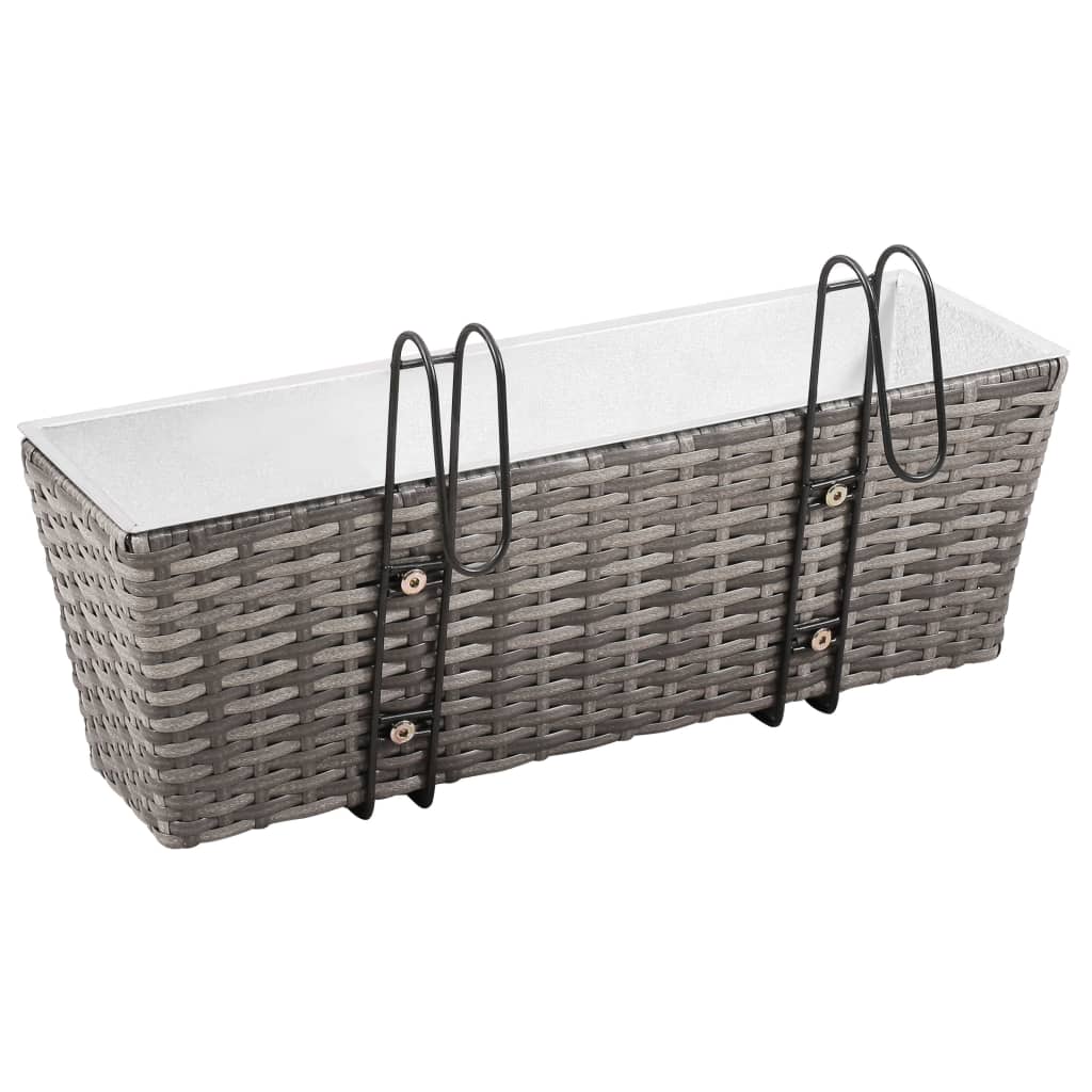 vidaXL Balkon-Hochbeet 2 Stk. 50 cm Grau Poly Rattan