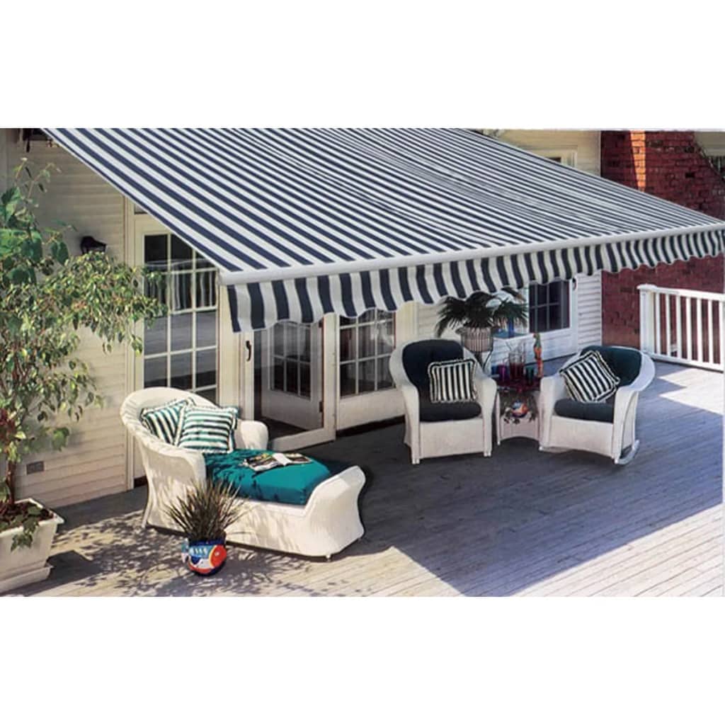 vidaXL Gelenkarmmarkise Handbetrieben 300 cm Blau/Weiß