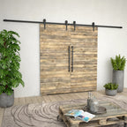 vidaXL Schiebetür-Beschlagsatz 2x183 cm Stahl Schwarz