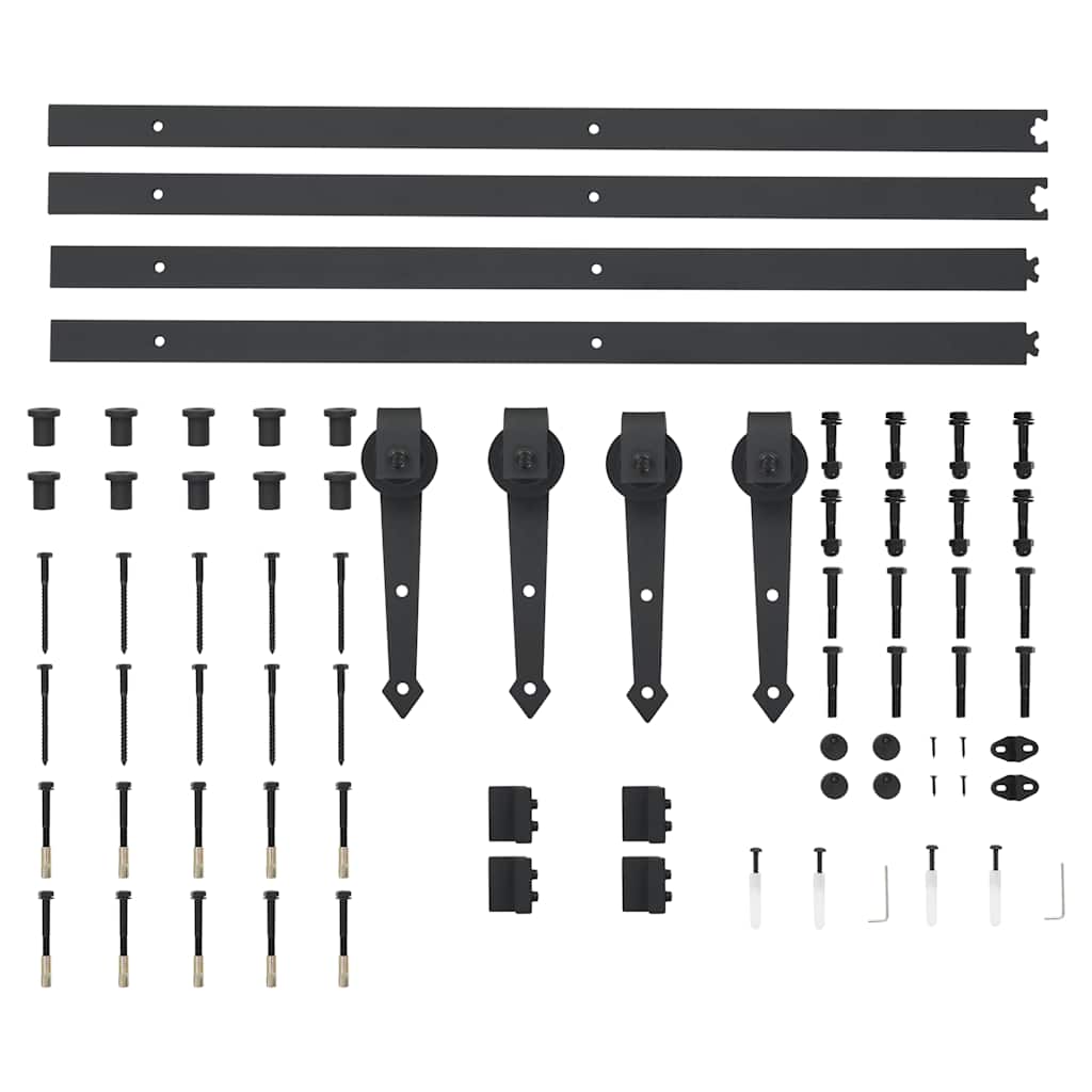 vidaXL Schiebetür-Beschlagsatz 2x183 cm Stahl Schwarz