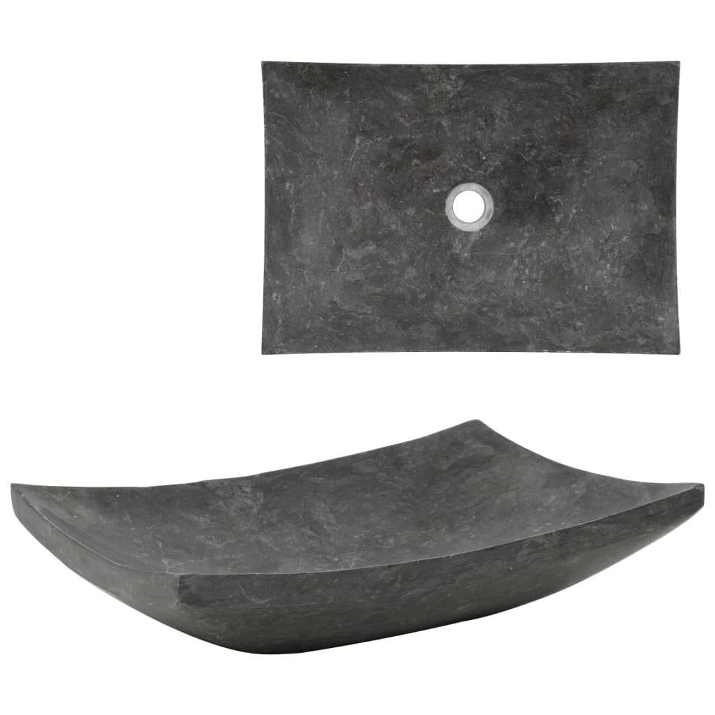 vidaXL Waschbecken 50x35x12 cm Marmor Schwarz