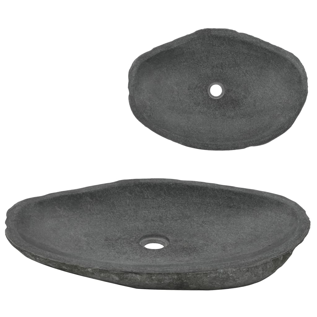 vidaXL Waschbecken Flussstein Oval 60-70 cm