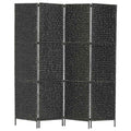 vidaXL 4-teiliger Paravent Schwarz 154×160 cm Wasserhyazinthe