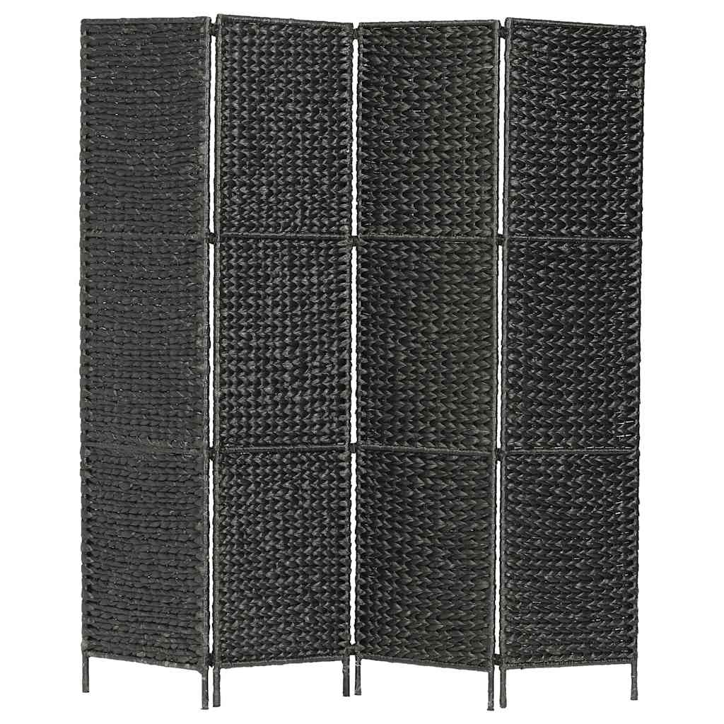 vidaXL 4-teiliger Paravent Schwarz 154×160 cm Wasserhyazinthe