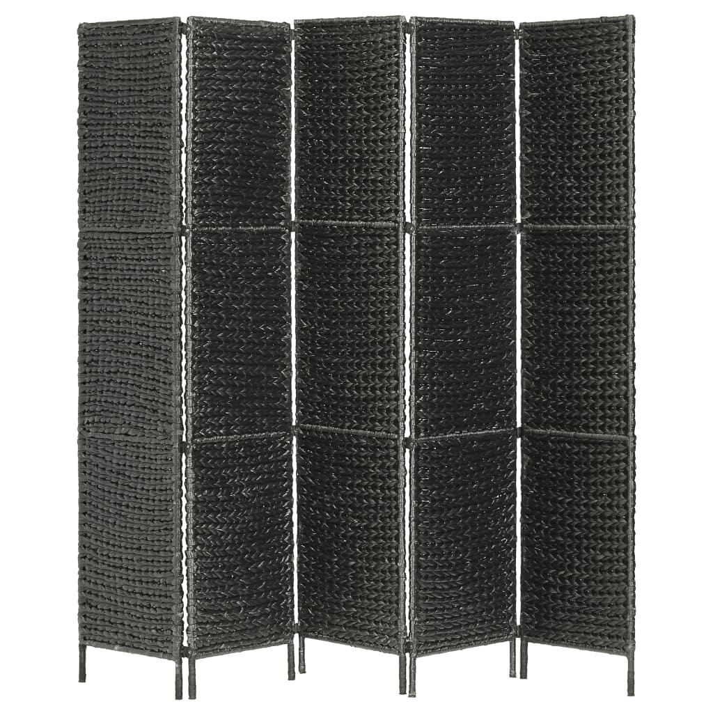 vidaXL 5-teiliger Paravent Schwarz 193×160 cm Wasserhyazinthe