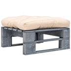 vidaXL Outdoor-Ottomane Paletten mit Kissen in Sandfarben Holz Grau