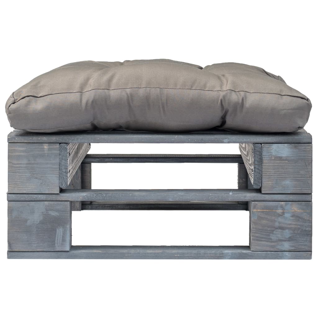 vidaXL Outdoor-Ottomane Paletten mit Kissen in Sandfarben Holz Grau