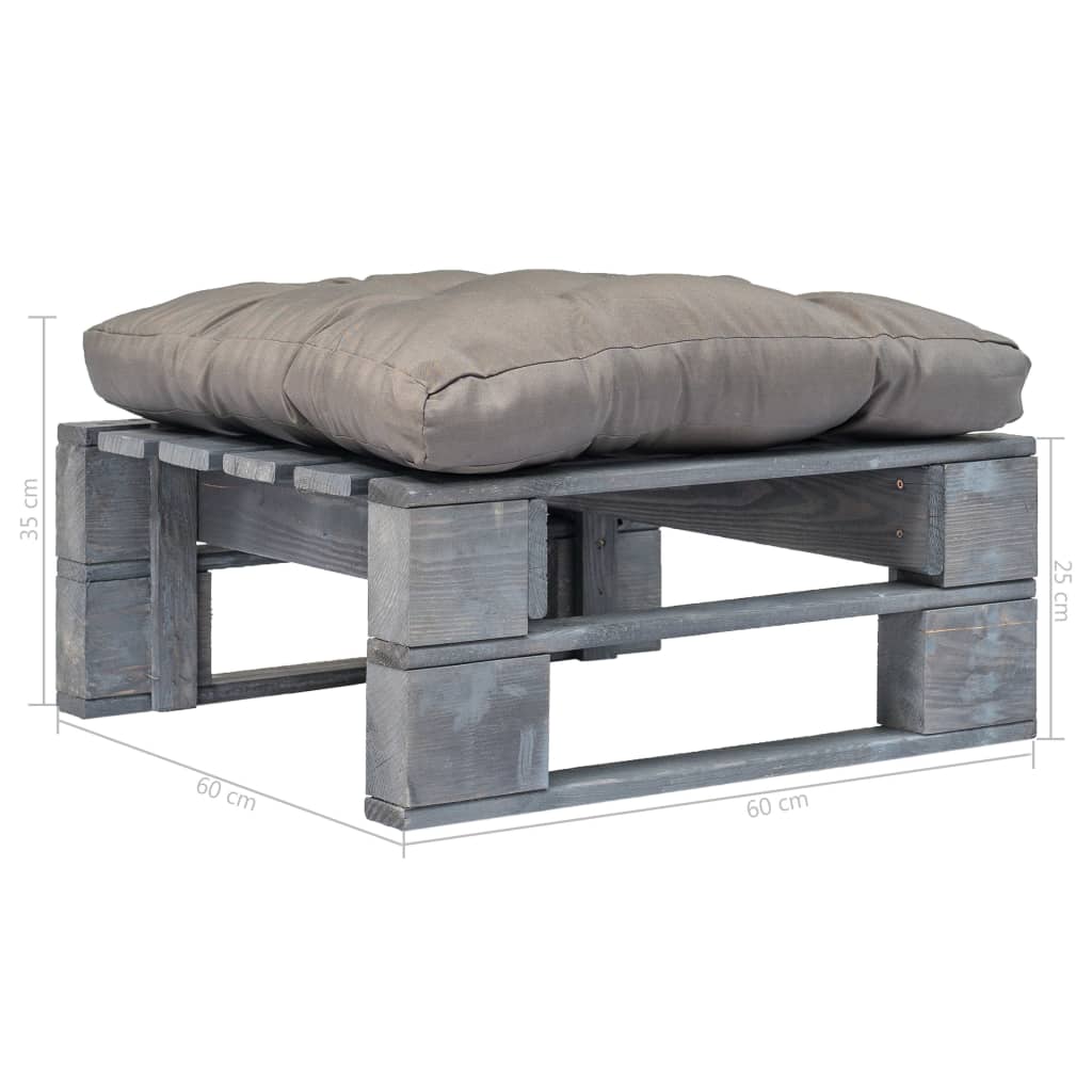vidaXL Outdoor-Ottomane Paletten mit Kissen in Sandfarben Holz Grau