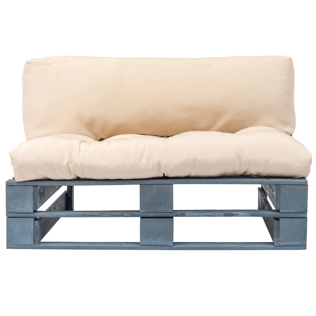 vidaXL Outdoor-Sofa Paletten mit Kissen in Sandfarben Kiefernholz