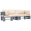 vidaXL 2-tlg. Outdoor-Sofa-Set Paletten Kissen Sandfarben Kiefernholz
