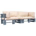 vidaXL 2-tlg. Outdoor-Sofa-Set Paletten Kissen Sandfarben Kiefernholz