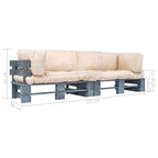 vidaXL 2-tlg. Outdoor-Sofa-Set Paletten Kissen Sandfarben Kiefernholz
