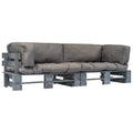 vidaXL 2-tlg. Outdoor-Sofa-Set Paletten mit Kissen in Grau Kiefernholz
