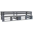 vidaXL 2-tlg. Outdoor-Sofa-Set Paletten mit Kissen in Grau Kiefernholz