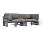 vidaXL 2-tlg. Outdoor-Sofa-Set Paletten mit Kissen in Grau Kiefernholz