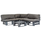 vidaXL 4-tlg. Outdoor-Lounge-Set Paletten mit Kissen in Grau Holz