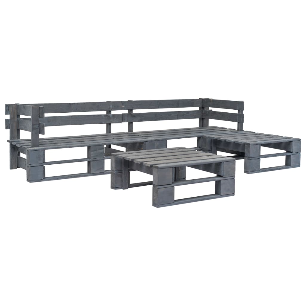 vidaXL 4-tlg. Outdoor-Lounge-Set Paletten Kissen in Sandfarben Holz