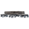 vidaXL 6-tlg. Outdoor-Lounge-Set Paletten mit Kissen in Grau Holz