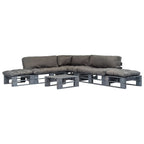 vidaXL 6-tlg. Outdoor-Lounge-Set Paletten mit Kissen in Grau Holz