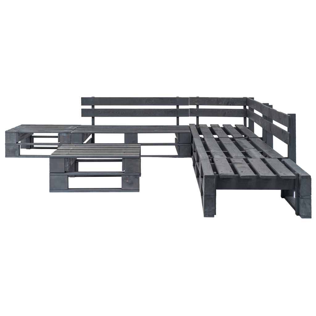 vidaXL 6-tlg. Outdoor-Lounge-Set Paletten mit Kissen in Grau Holz