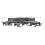 vidaXL 6-tlg. Outdoor-Lounge-Set Paletten mit Kissen in Grau Holz