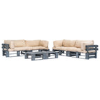 vidaXL 6-tlg. Outdoor-Lounge-Set Paletten Kissen in Sandfarben Holz