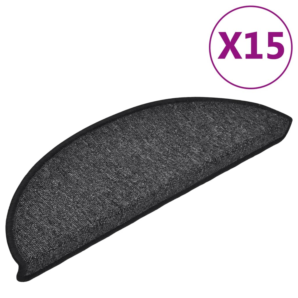 vidaXL Stufenmatten 15 Stk. 56x17x3 cm Anthrazit Halbrund